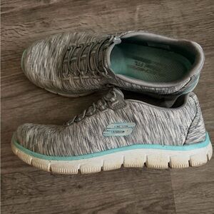 Skechers Gray and Aqua Walking Shoes